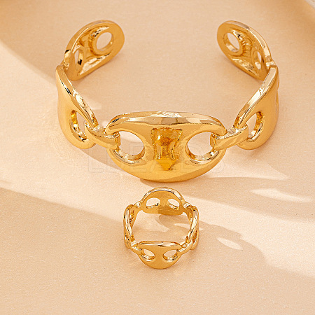 Coffee Bean Alloy Cuff Bangles & Rings Sets FS-WG0F6B5-01-1