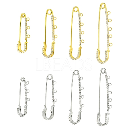 8Pcs 8 Styles Iron Rhinestone Safety Pins FIND-CJ0004-92-1