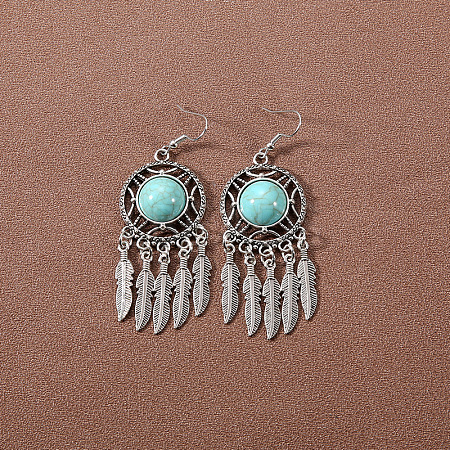 Bohemian tassel turquoise earrings JU8957-21-1