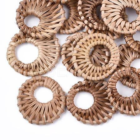 Handmade Reed Cane/Rattan Woven Linking Rings WOVE-Q075-01-1