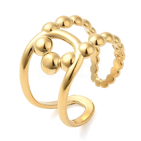 304 Stainless Steel Hollow Knot Open Cuff Ring for Women RJEW-I098-29G-1