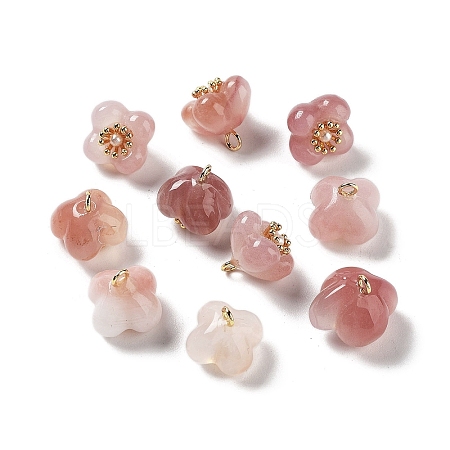 Natural Agate Osmanthus Flower Charms G-Z052-02A-1