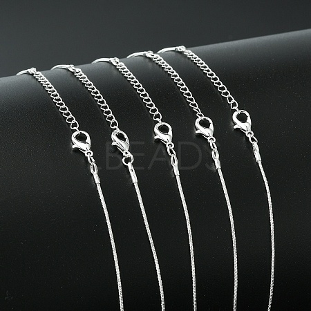 5Pcs Brass Round Snake Chain Necklace Making MAK-YW0001-22-1