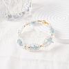 Natural Mixed Stone Chip & Shell Pearl Beaded Bracelet BJEW-TA00029-4