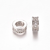 Brass Micro Pave Clear Cubic Zirconia European Beads ZIRC-I038-23P-1