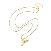 Brass & Plastic Pearl Letter Pendant Box Chain Necklaces for Women NJEW-U017-01G-25-3