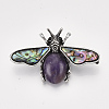 Natural Amethyst Brooches/Pendants G-S353-08J-2