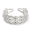 Rack Plating Heart Brass Micro Pave Cubic Zirconia Open Cuff Ring Settings X-KK-Z071-26P-2