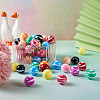 80Pcs 10 Colors Opaque Striped Acrylic Beads SACR-BT0001-02-6