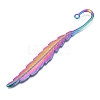 10Pcs 10 Style Rainbow Color Alloy Bookmark Findings with Hole PALLOY-N163-201-NR-3