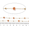 Natural Red Aventurine & 304 Stainless Steel Beads Link Chains CHS-K021-08A-05-3