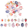 30Pcs 15 Style Handmade Porcelain Connector Charms PALLOY-DR00012-1
