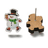 Christmas Printed Wood Stud Earrings for Women EJEW-U025-01C-1