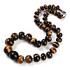 Natural Tiger Eye Rondelle Graduated Beaded Necklaces for Women Men NJEW-K388-02V-1