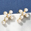 Cross Brass Stud Earrings EJEW-A132-01G-1