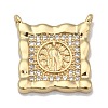 Brass Micro Pave Clear Cubic Zirconia Pendant Link ZIRC-A013-36G-1