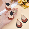 2 Pairs 2 Colors Bohemian PU Leather Teardrop Dangle Earrings EJEW-CL0001-04-3