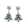 Christmas Tree with Snowflake Alloy Rhinestone Dangle Stud Earrings FS-WGD6521-02-3