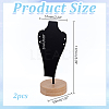 Bust Iron Jewelry Necklace Display Stands with Wooden Rond Base NDIS-WH0024-06B-2