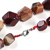 Natural Red Rainbow Jasper Nuggets Beaded Necklaces for Women Men NJEW-K388-01Q-3