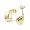 Teardrop Rack Plating Brass Cubic Zirconia Stud Earrings for Women EJEW-B047-02G-11-2