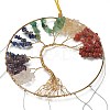 Chakra Flat Round with Tree of Life Wire Wrapped Wind Chimes HJEW-H054-01-2
