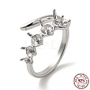 Rhodium Plated 925 Sterling Silver Open Cuff Ring Settings STER-NH0001-62P-1