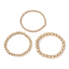 3Pcs 3 Styles Electroplated Natural Lava Rock Round Beads Stretch Bracelets for Women Men BJEW-JB11982-4