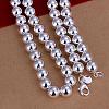 Popular Silver Color Plated Brass Round Ball Beaded Necklaces NJEW-BB12698-10-3