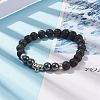 Natural Lava Rock & Synthetic Hematite Stretch Bracelet with Alloy Tube Beaded BJEW-JB08319-02-2
