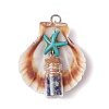 14Pcs 14 Styles Natural Scallop Shell Beads with Glass Jar Glass Bottles Stone Pendants PALLOY-JF03564-4