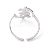 Fishbone Shape 304 Stainless Steel Cuff Ring for Women RJEW-B035-07P-3