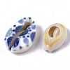 Printed Natural Cowrie Shell Beads X-SSHEL-R047-01-D06-3