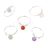 Natural Gemstone Round Braided Bead Finger Rings for Women RJEW-JR00953-02-1