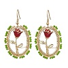 Valentine's Day Alloy Enamel Seed Glass Dangle Earrings EJEW-MZ00391-03-2