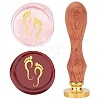 Brass Wax Seal Stamp with Rosewood Handle AJEW-WH0412-0033-1