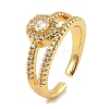 Brass Micro Pave Cubic Zirconia Cuff Rings for Women RJEW-S392-21G-1