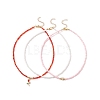 3Pcs 3 Style Glass Seed & Brass Heart Beaded Necklaces Set NJEW-JN03965-1