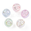 UV Plating Rainbow Iridescent Acrylic Beads X-OACR-P015-04B-2