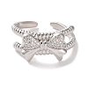 Brass Micro Pave Cubic Zirconia Open Cuff Ring RJEW-K256-58E-P-2