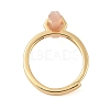 Double Pointed Hexagonal Prism Natural Sunstone Adjustable Rings for Women RJEW-G327-01G-01-3