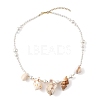 Ocean Natural Mixed Shell & Round White Shell Pearl Beaded Necklaces for Women NJEW-TA00249-3