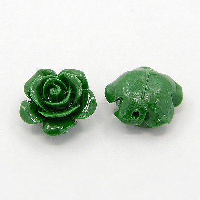 Synthetic Coral 3D Flower Rose Beads CORA-A005-14mm-M-1