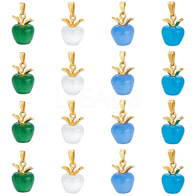 16Pcs 4 Colors Cat Eye Pendants CE-OC0001-01-1