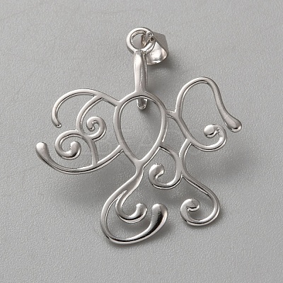 1Pc Rhodium Plated Sterling Silver Pendant Blank Shape Cabochon Settings STER-BC0002-91-1