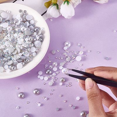 60g Resin patch multi size mixed pearl patch DIY jewelry accessories(2 bags) JX586E-1