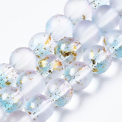 Frosted Spray Painted Glass Beads Strands GLAA-N035-03C-C07-1