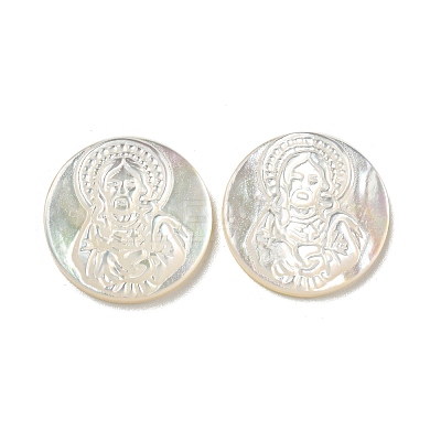 Carved Natural White Shell Cabochons SSHEL-N038-06B-10-1