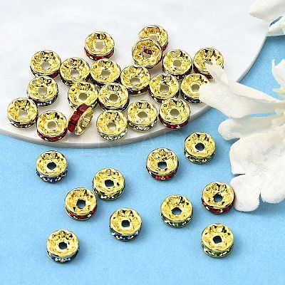 Brass Rhinestone Spacer Beads RB-A014-Z8mm-G-1
