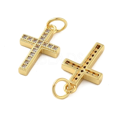 Brass Micro Pave Cubic Zirconia Pendants KK-C092-21B-G-1